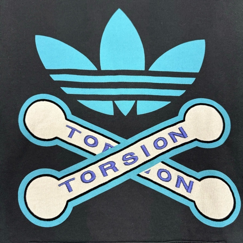 Adidas Torsion Trefoil Hoodie Sweatshirt Men’s Size L Black Embroidered - Picture 7 of 12